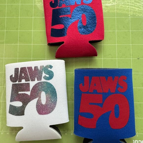 Jaws and Jaws 50th Anniversary themed handmade Koozies and keychain set - Picture 2 of 5